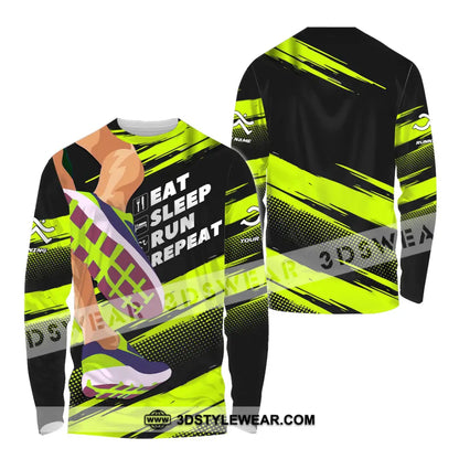Unisex Shirt - Custom Eat Sleep Run Repeat 3D Shirt - Long Sleeve Shirt / S - T-shirt