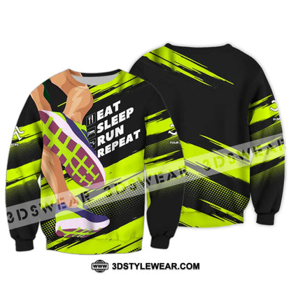 Unisex Shirt - Custom Eat Sleep Run Repeat 3D Shirt - Long Sleeve / S - T-shirt