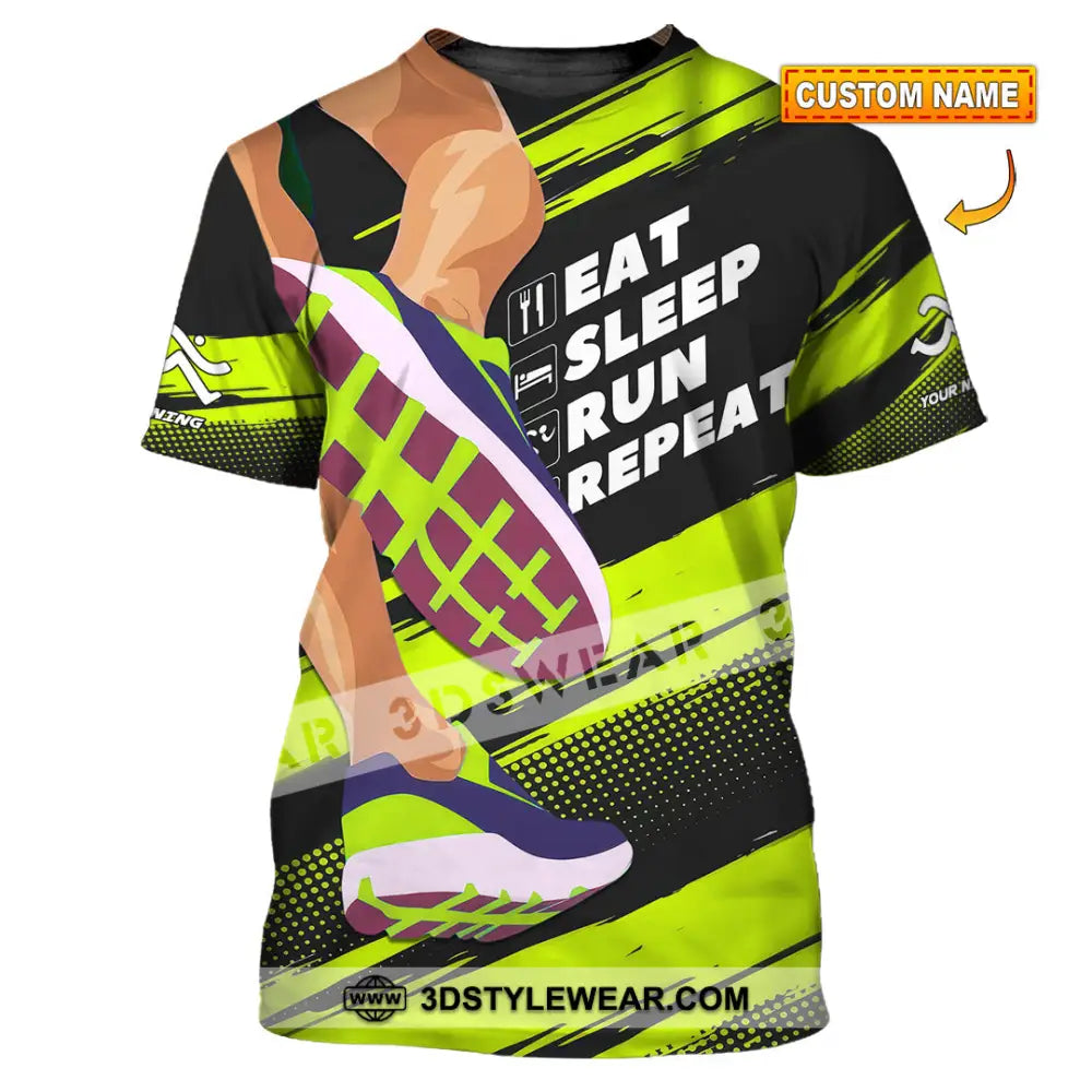 Unisex Shirt - Custom Eat Sleep Run Repeat 3D Shirt - T-shirt