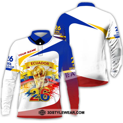Unisex Shirt - Custom Ecuador World Cup 2026 3D Shirt - Long Sleeve Polo / S - T-shirt