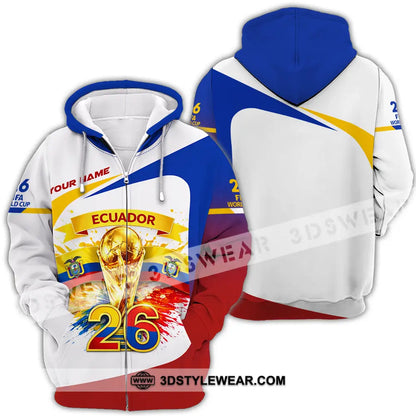 Unisex Shirt - Custom Ecuador World Cup 2026 3D Shirt - Zipper Hoodie / S - T-shirt