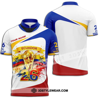 Unisex Shirt - Custom Ecuador World Cup 2026 3D Shirt - Zipper Polo Shirt / S - T-shirt