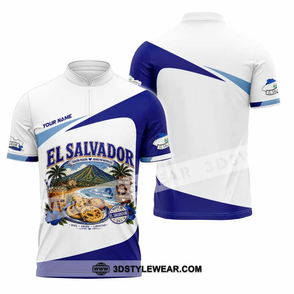 Unisex Shirt - Custom El Salvador Shirt - Zipper Polo Shirt / S - T-shirt
