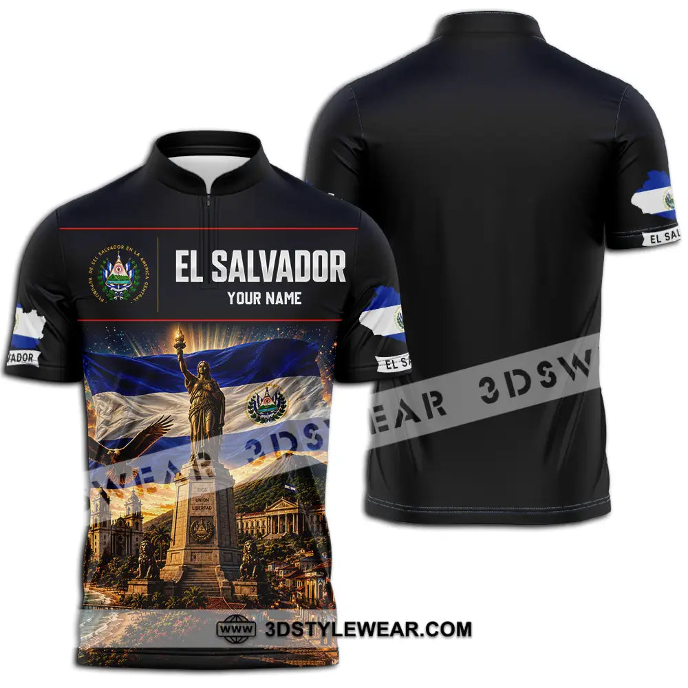 Unisex Shirt - Custom El Salvador Shirt - Zipper Polo Shirt / S - T-shirt