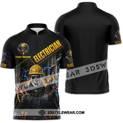 Unisex Shirt - Custom Electrician Shirt - Zipper Polo Shirt / S - T-shirt