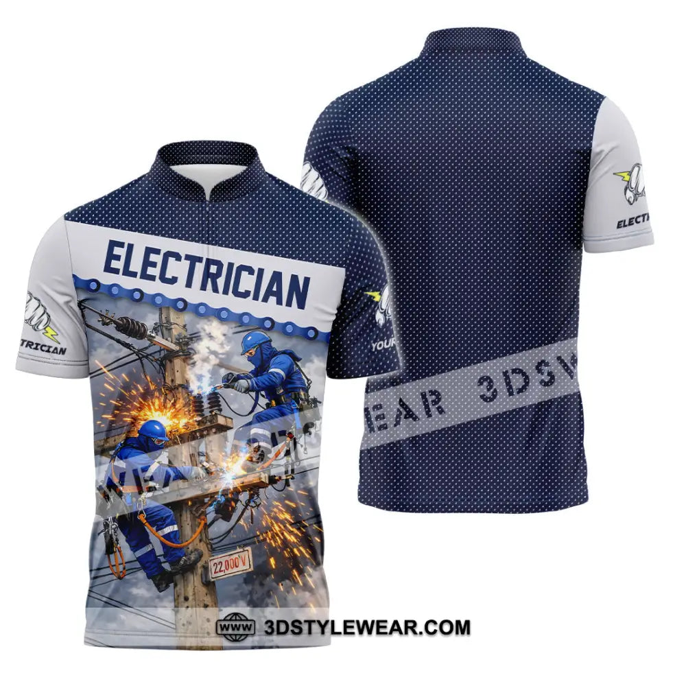 Unisex Shirt - Custom Electrician Shirt - Zipper Polo Shirt / S - T-shirt