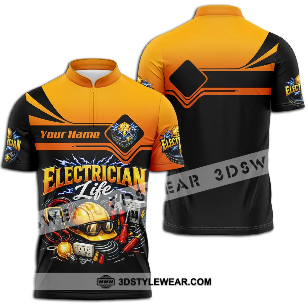 Unisex Shirt - Custom Electrician Shirt - Zipper Polo Shirt / S - T-shirt
