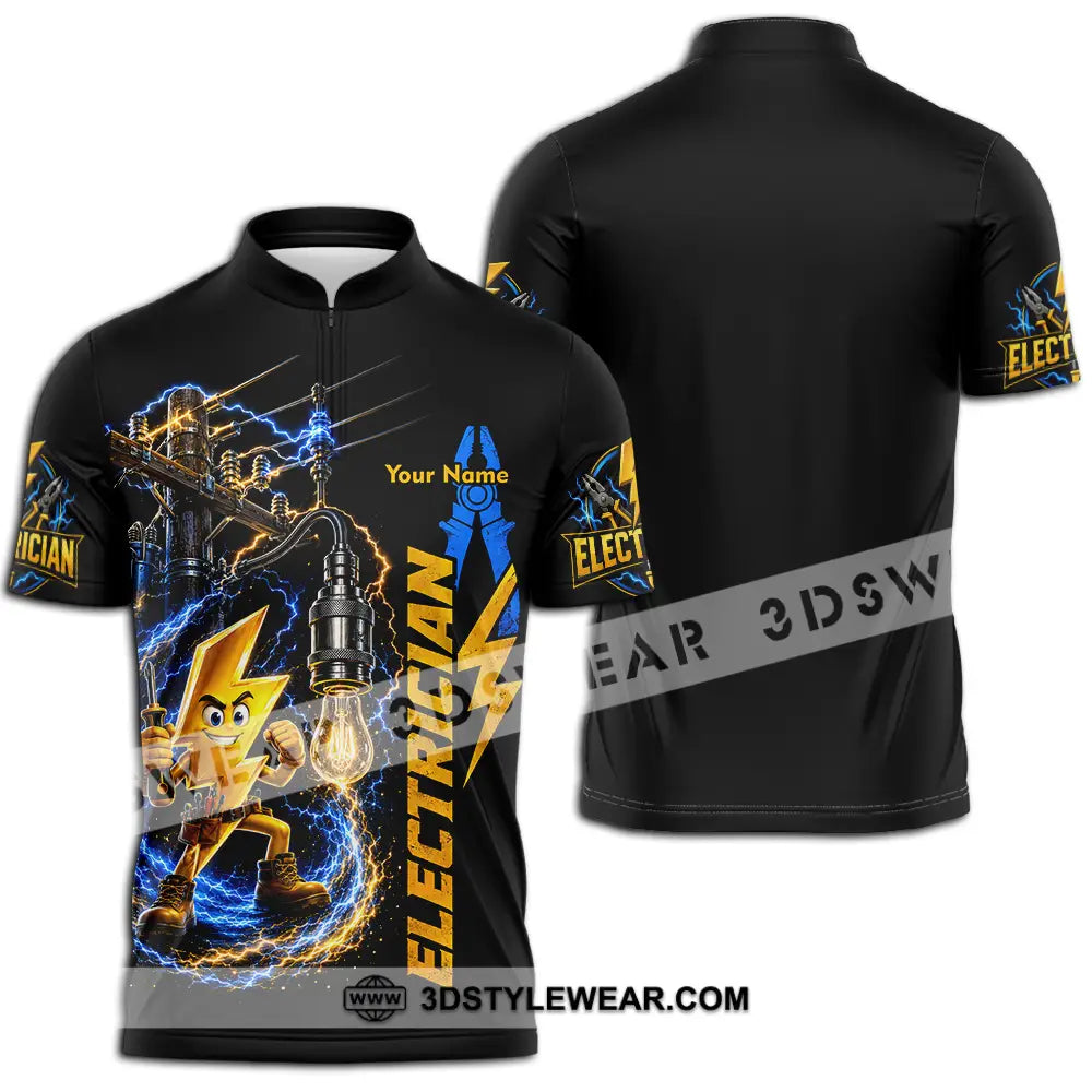 Unisex Shirt - Custom Electrician Shirt - Zipper Polo Shirt / S - T-shirt