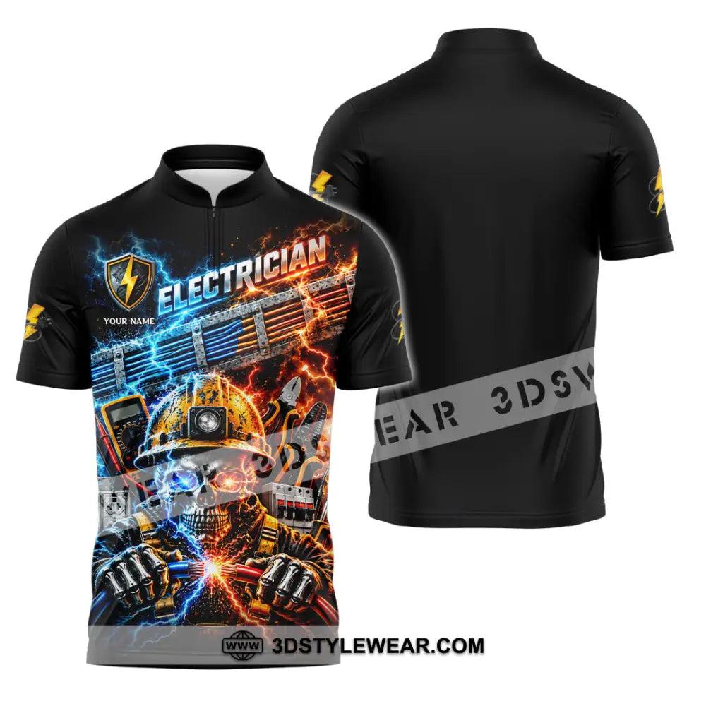Unisex Shirt - Custom Electrician Shirt - Zipper Polo Shirt / S - T-shirt