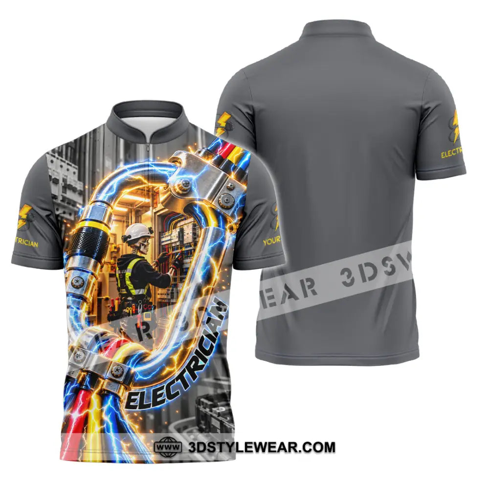 Unisex Shirt - Custom Electrician Shirt - Zipper Polo Shirt / S - T-shirt