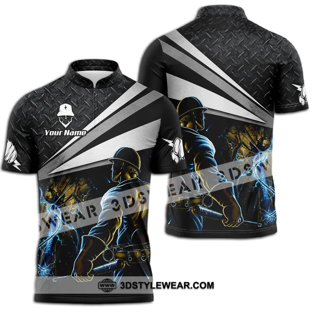 Unisex Shirt - Custom Electrician Shirt - Zipper Polo Shirt / S - T-shirt