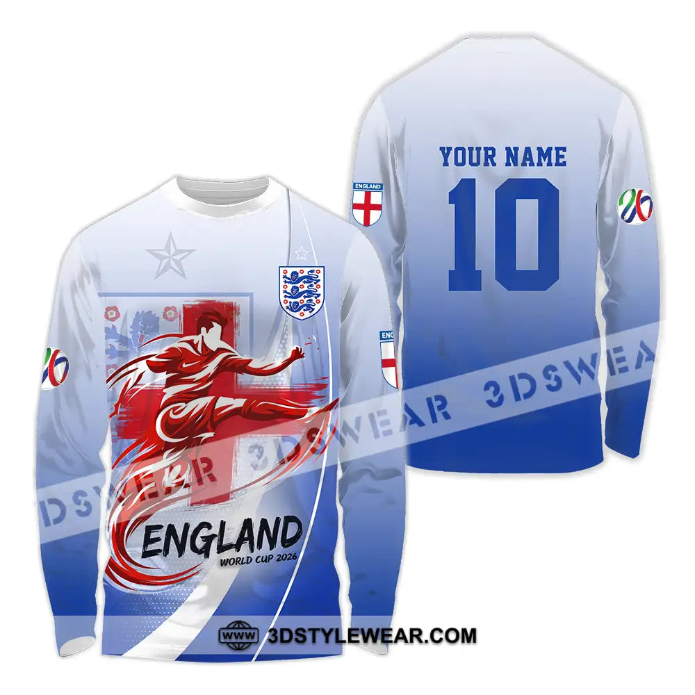 Unisex Shirt - Custom England FIFA World Cup 2026 3D Shirt Long Sleeve Shirt / S T-shirt