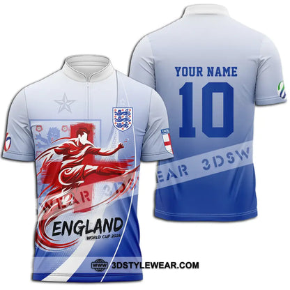 Unisex Shirt - Custom England FIFA World Cup 2026 3D Shirt Zipper Polo Shirt / S T-shirt