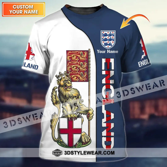 Unisex Shirt - Custom England Football Name T-Shirt, England Three Lion style option 1