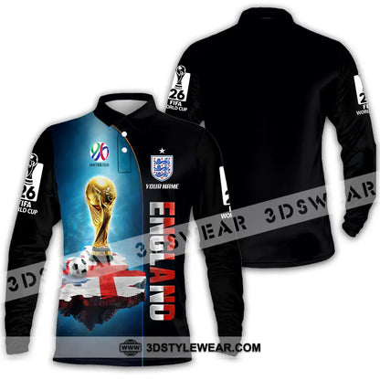 Unisex Shirt - Custom England World Cup 2026 3D Shirt - Long Sleeve Polo / S - T-shirt
