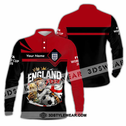 Unisex Shirt - Custom England World Cup 2026 3D Shirt - Long Sleeve Polo / S - T-shirt