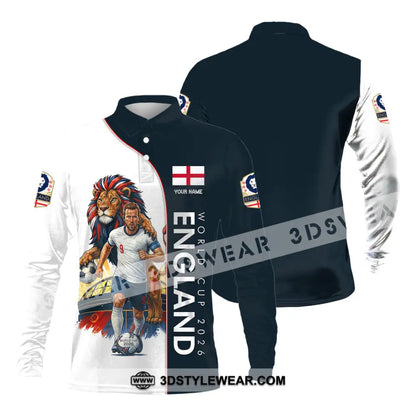 Unisex Shirt - Custom England World Cup 2026 3D Shirt Long Sleeve Polo / S T-shirt