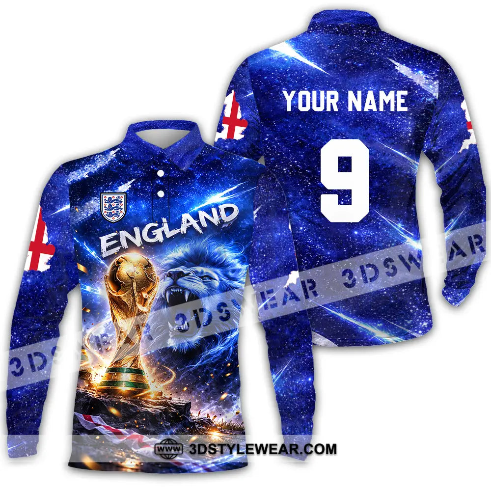 Unisex Shirt - Custom England World Cup 2026 3D Shirt Long Sleeve Polo / S T-shirt