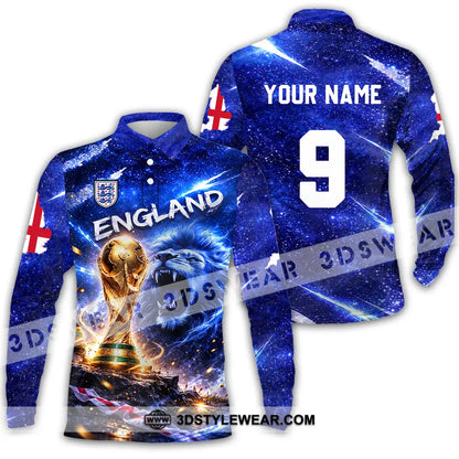 Unisex Shirt - Custom England World Cup 2026 3D Shirt Long Sleeve Polo / S T-shirt