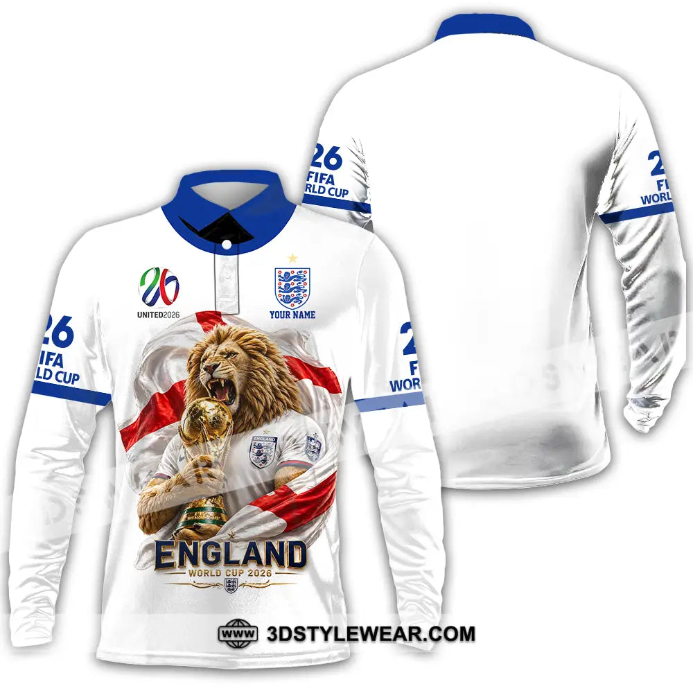 Unisex Shirt - Custom England World Cup 2026 3D Shirt - Long Sleeve Polo / S - T-shirt