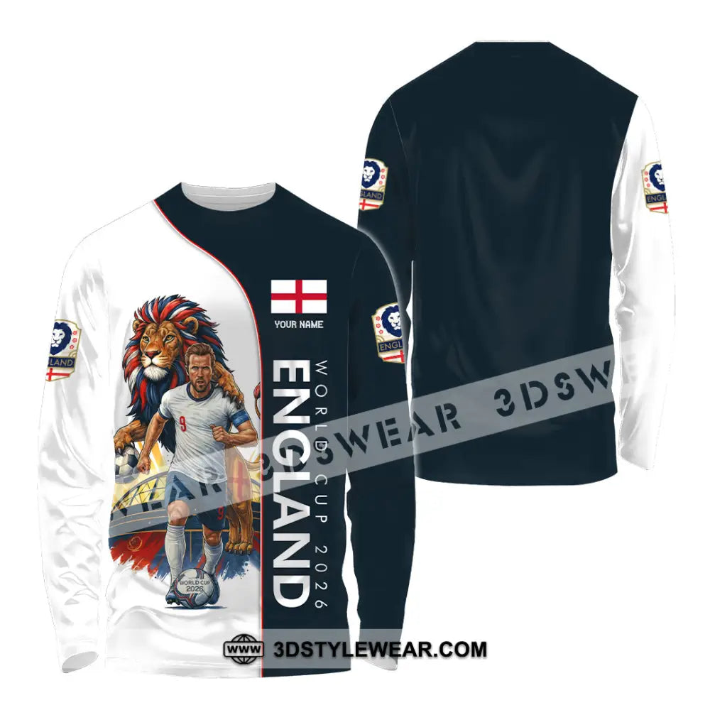 Unisex Shirt - Custom England World Cup 2026 3D Shirt Long Sleeve Shirt / S T-shirt