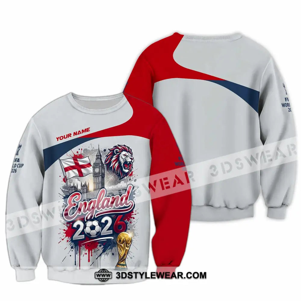 Unisex Shirt - Custom England World Cup 2026 3D Shirt - Long Sleeve / S - T-shirt