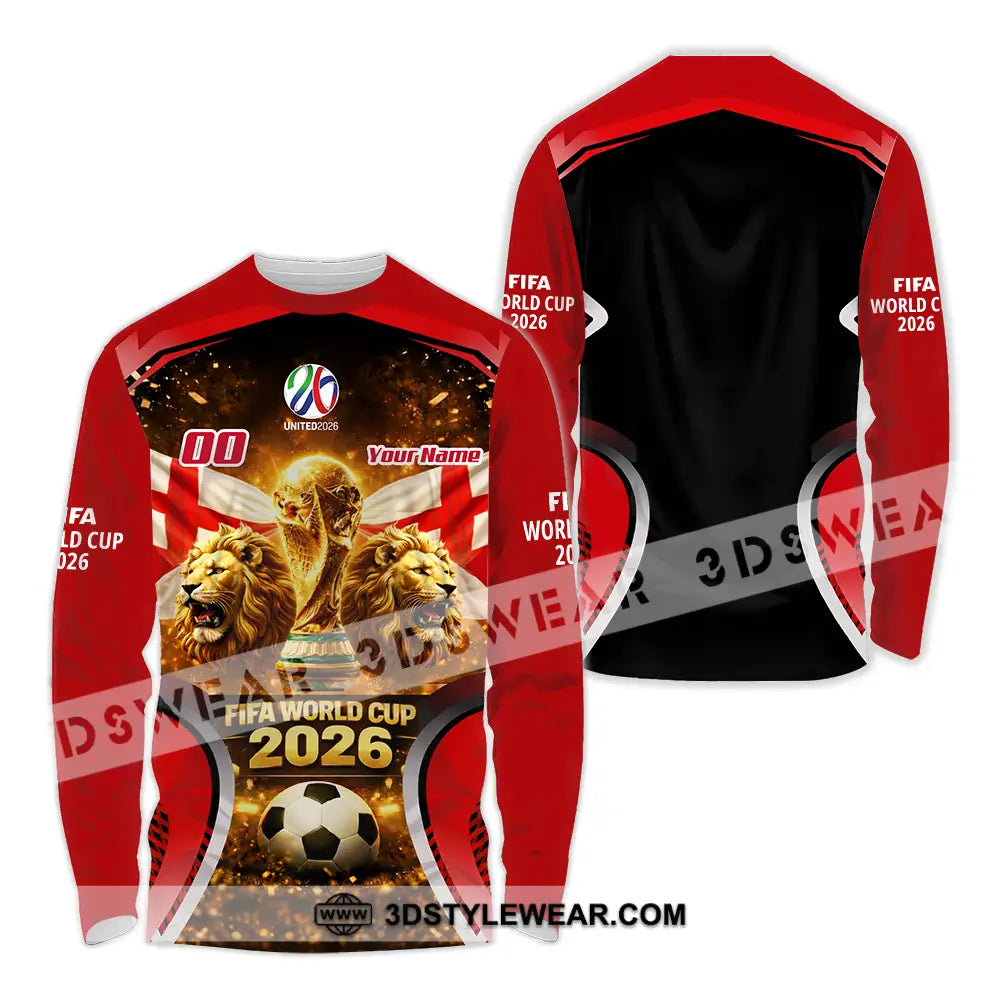 Unisex Shirt - Custom England World Cup 2026 3D Shirt - Long Sleeve Shirt / S - T-shirt