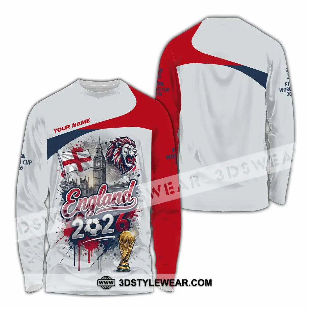 Unisex Shirt - Custom England World Cup 2026 3D Shirt - Long Sleeve Shirt / S - T-shirt