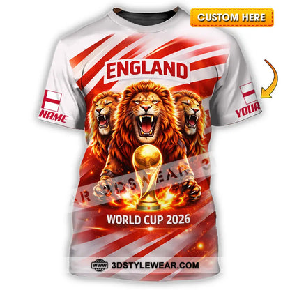 Unisex Shirt - Custom England World Cup 2026 3D Shirt - T-shirt