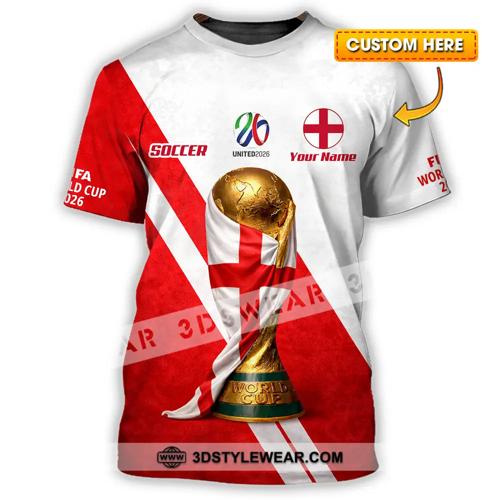 Unisex Shirt - Custom England World Cup 2026 3D Shirt - T-shirt