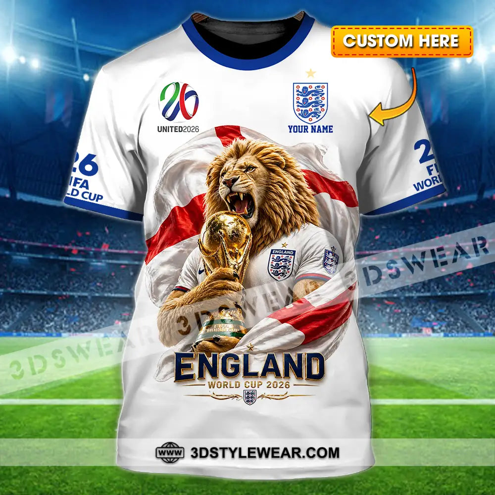 Unisex Shirt - Custom England World Cup 2026 3D Shirt - T-shirt