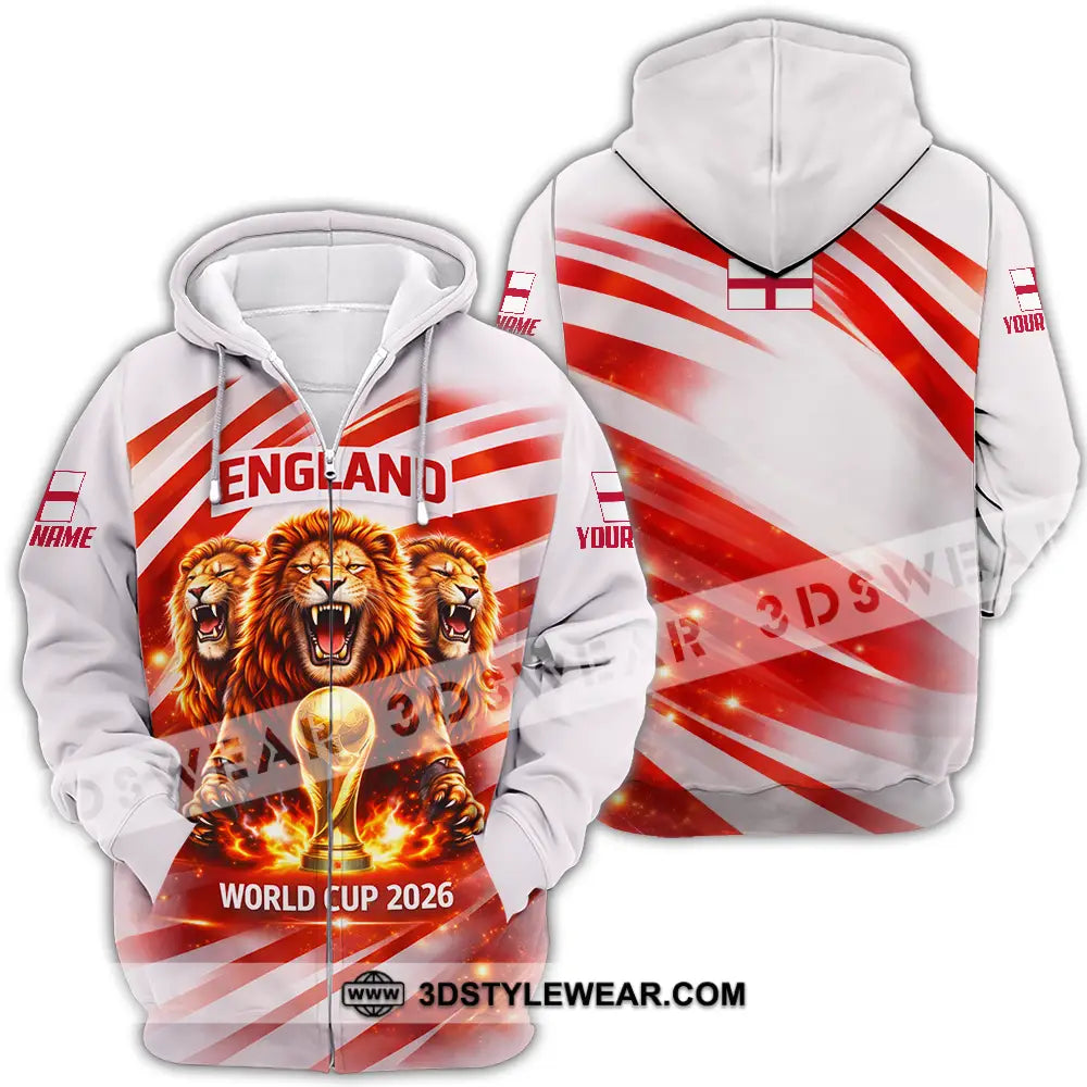 Unisex Shirt - Custom England World Cup 2026 3D Shirt - Zipper Hoodie / S - T-shirt