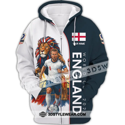 Unisex Shirt - Custom England World Cup 2026 3D Shirt Zipper Hoodie / S T-shirt