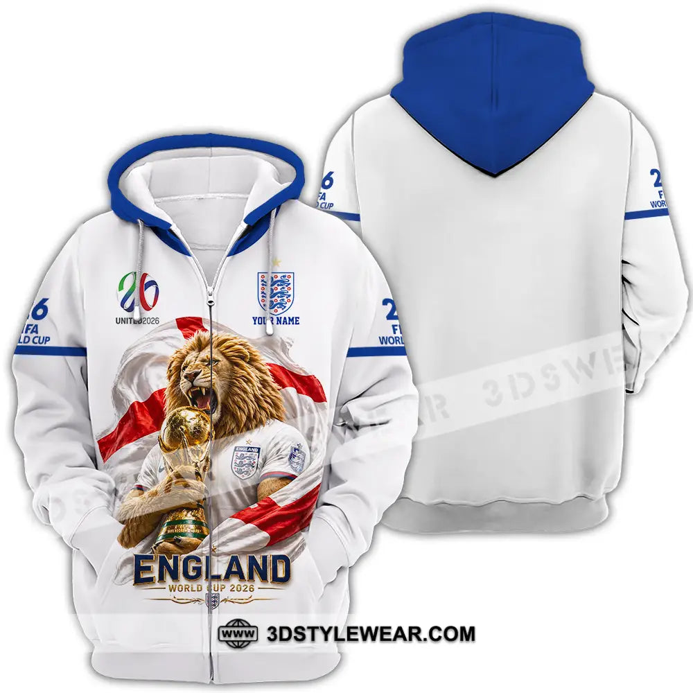 Unisex Shirt - Custom England World Cup 2026 3D Shirt - Zipper Hoodie / S - T-shirt