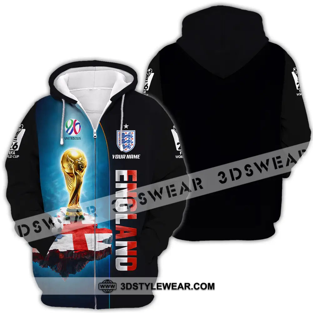 Unisex Shirt - Custom England World Cup 2026 3D Shirt - Zipper Hoodie / S - T-shirt