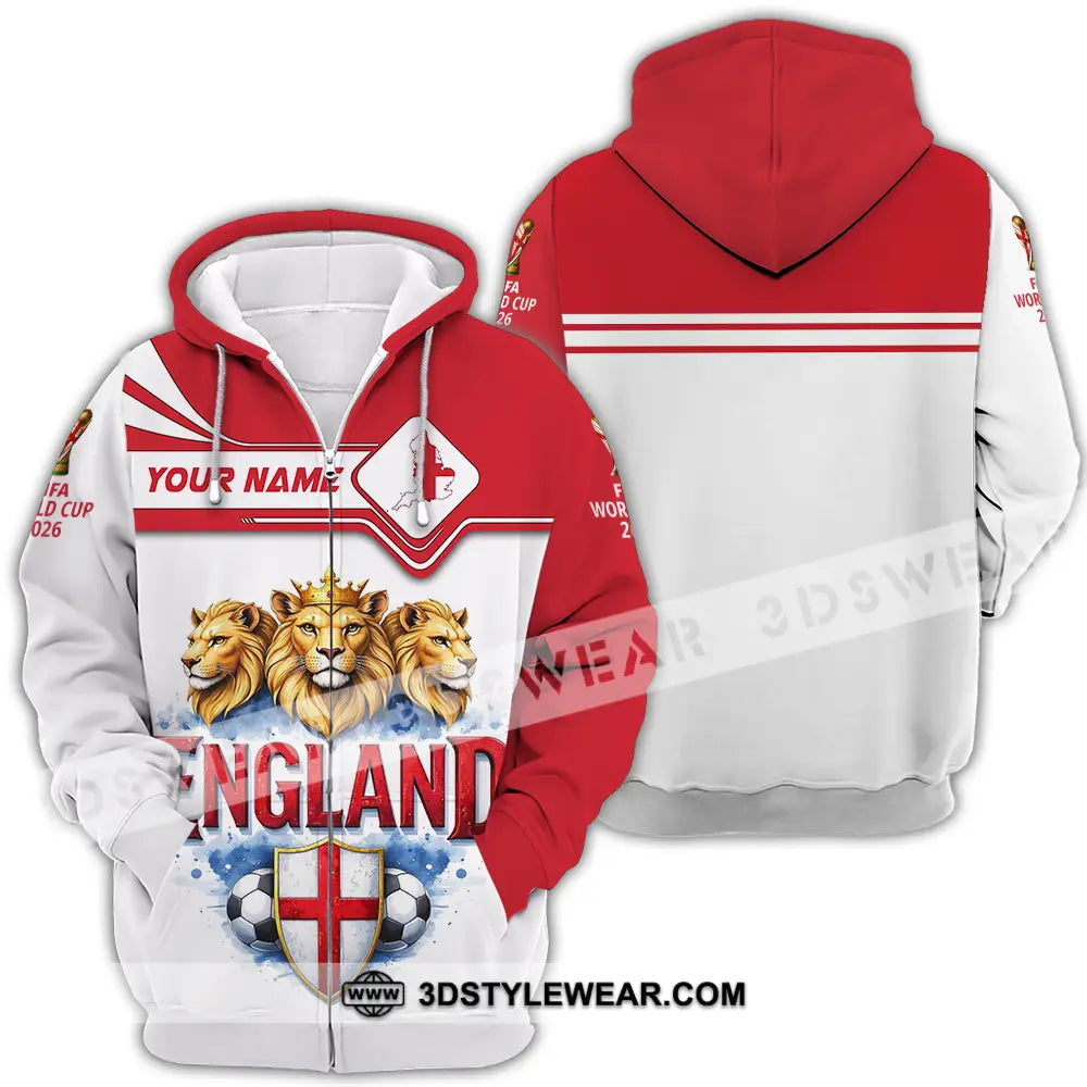 Unisex Shirt - Custom England World Cup 2026 3D Shirt Zipper Hoodie / S T-shirt