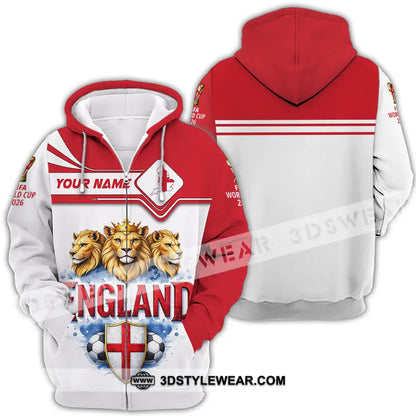Unisex Shirt - Custom England World Cup 2026 3D Shirt Zipper Hoodie / S T-shirt