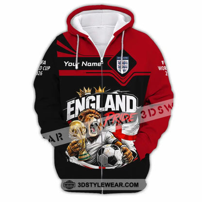 Unisex Shirt - Custom England World Cup 2026 3D Shirt - Zipper Hoodie / S - T-shirt
