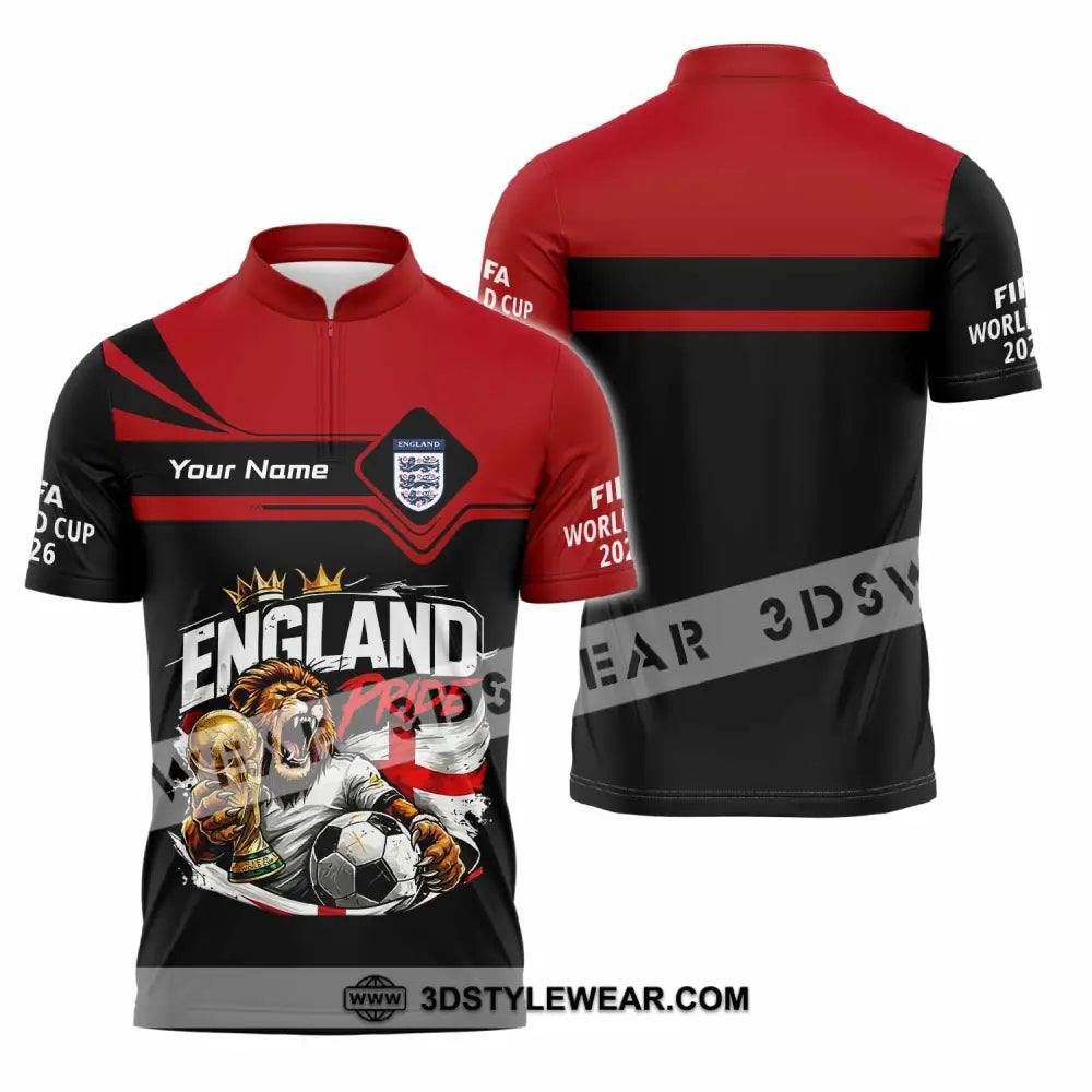 Unisex Shirt - Custom England World Cup 2026 3D Shirt - Zipper Polo Shirt / S - T-shirt