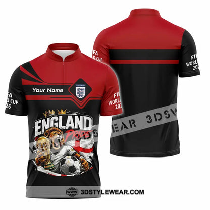 Unisex Shirt - Custom England World Cup 2026 3D Shirt - Zipper Polo Shirt / S - T-shirt