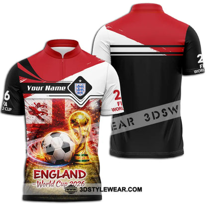Unisex Shirt - Custom England World Cup 2026 3D Shirt - Zipper Polo Shirt / S - T-shirt