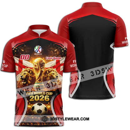 Unisex Shirt - Custom England World Cup 2026 3D Shirt - Zipper Polo Shirt / S - T-shirt