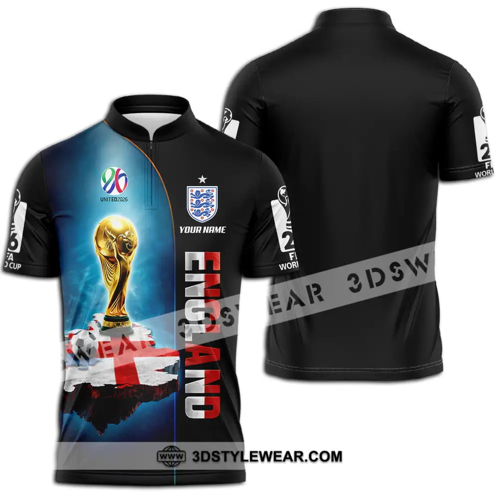 Unisex Shirt - Custom England World Cup 2026 3D Shirt - Zipper Polo Shirt / S - T-shirt