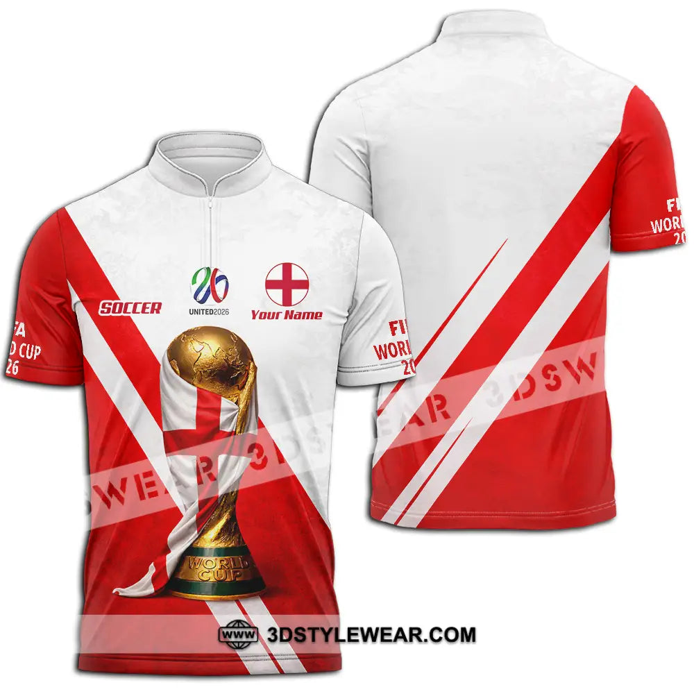 Unisex Shirt - Custom England World Cup 2026 3D Shirt - Zipper Polo Shirt / S - T-shirt