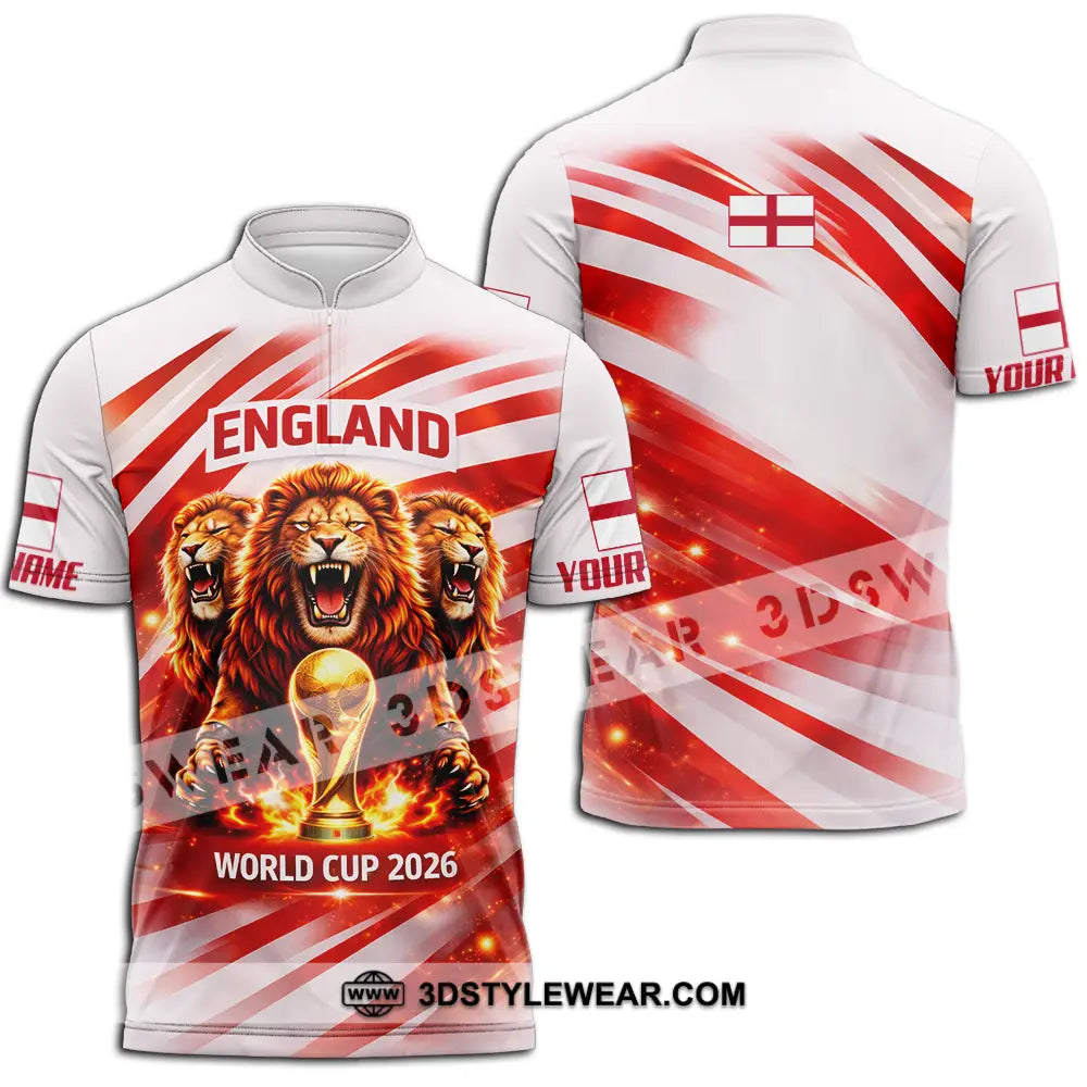 Unisex Shirt - Custom England World Cup 2026 3D Shirt - Zipper Polo Shirt / S - T-shirt