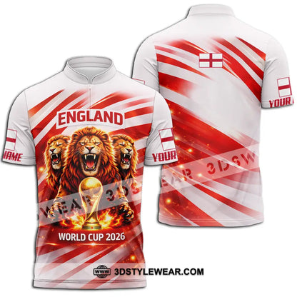 Unisex Shirt - Custom England World Cup 2026 3D Shirt - Zipper Polo Shirt / S - T-shirt
