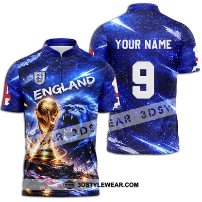 Unisex Shirt - Custom England World Cup 2026 3D Shirt Zipper Polo Shirt / S T-shirt