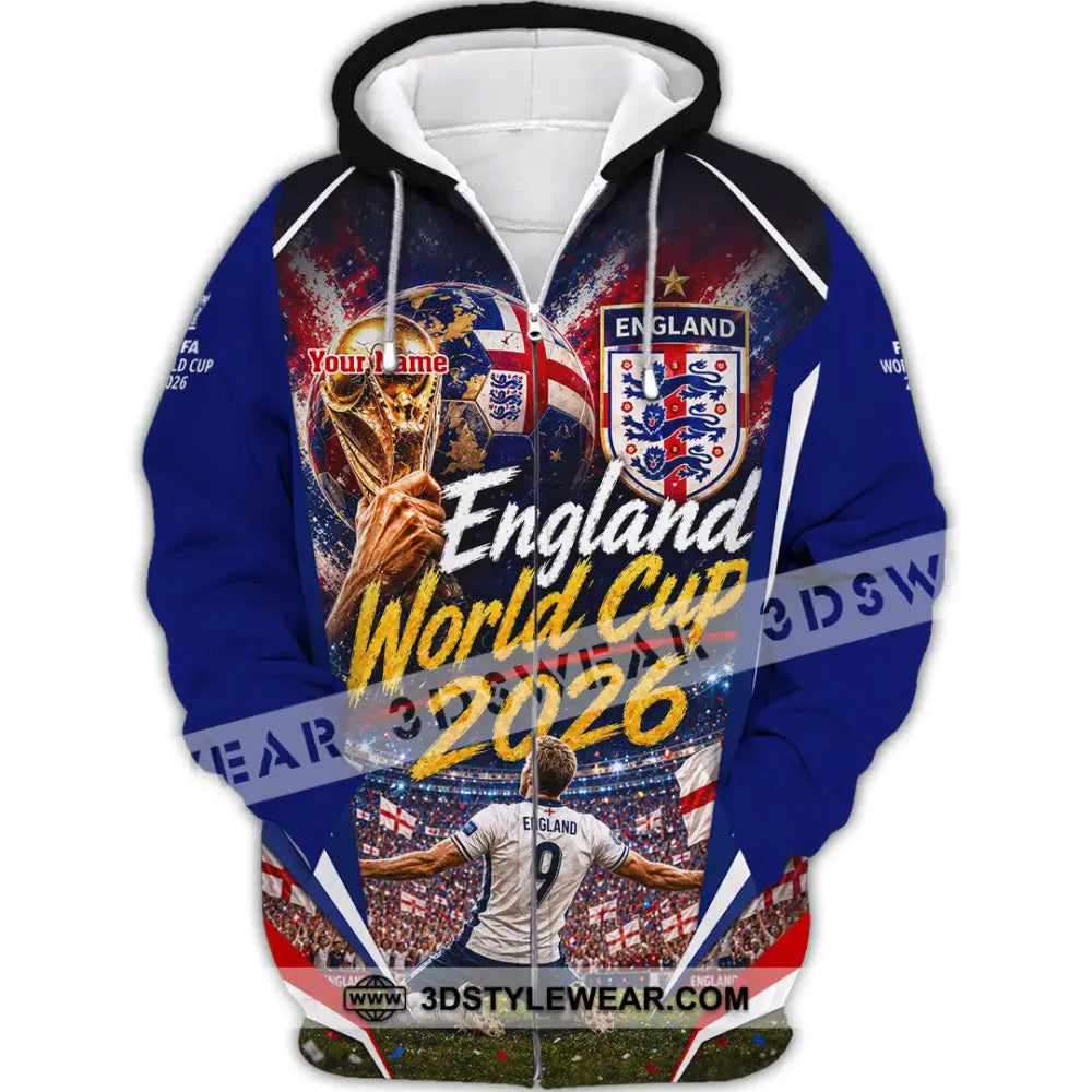 Unisex Shirt - Custom England World Cup 2026 Shirt - Zipper Hoodie / S - T-shirt
