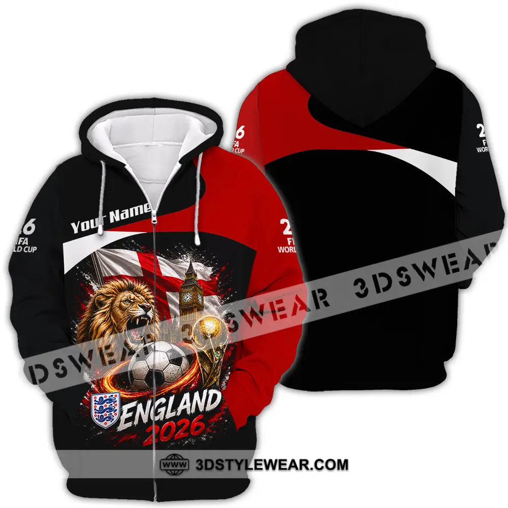 Unisex Shirt - Custom England World Cup 2026 Shirt - Zipper Hoodie / S - T-shirt