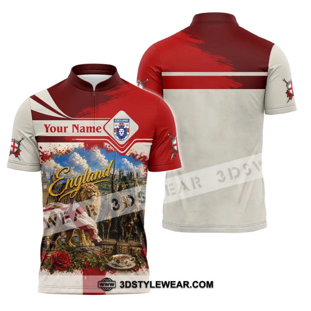 Unisex Shirt - Custom England Shirt - Zipper Polo Shirt / S - T-shirt